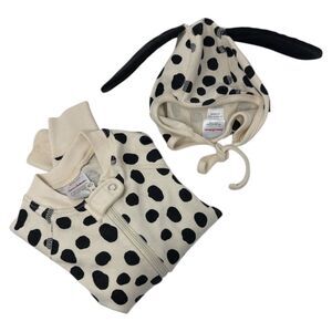 Hanna Andersson Dalmatian Dog Pajamas and Hat Size 2T